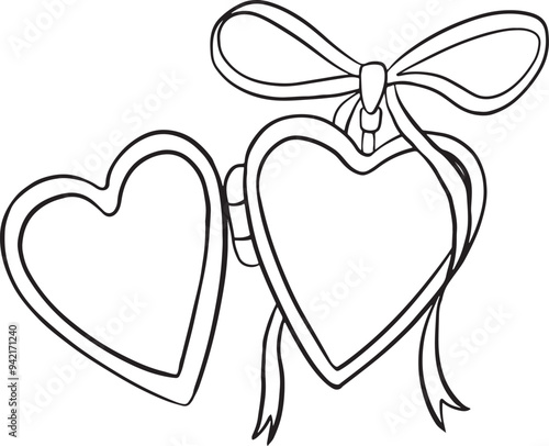 Heart locket doodle sketch icon.  Wedding doodle.
