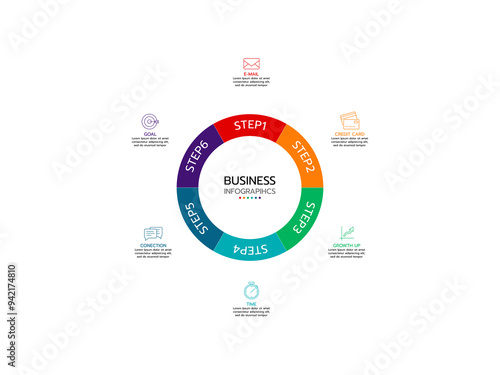 6 option cycle infographic chart. Vector illustration.