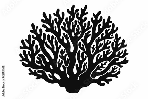 coral silhouette, coral black icon, coral svg, seaweed silhouette vector illustration

