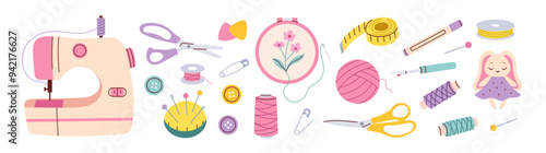Sewing vector set isolated on a white background