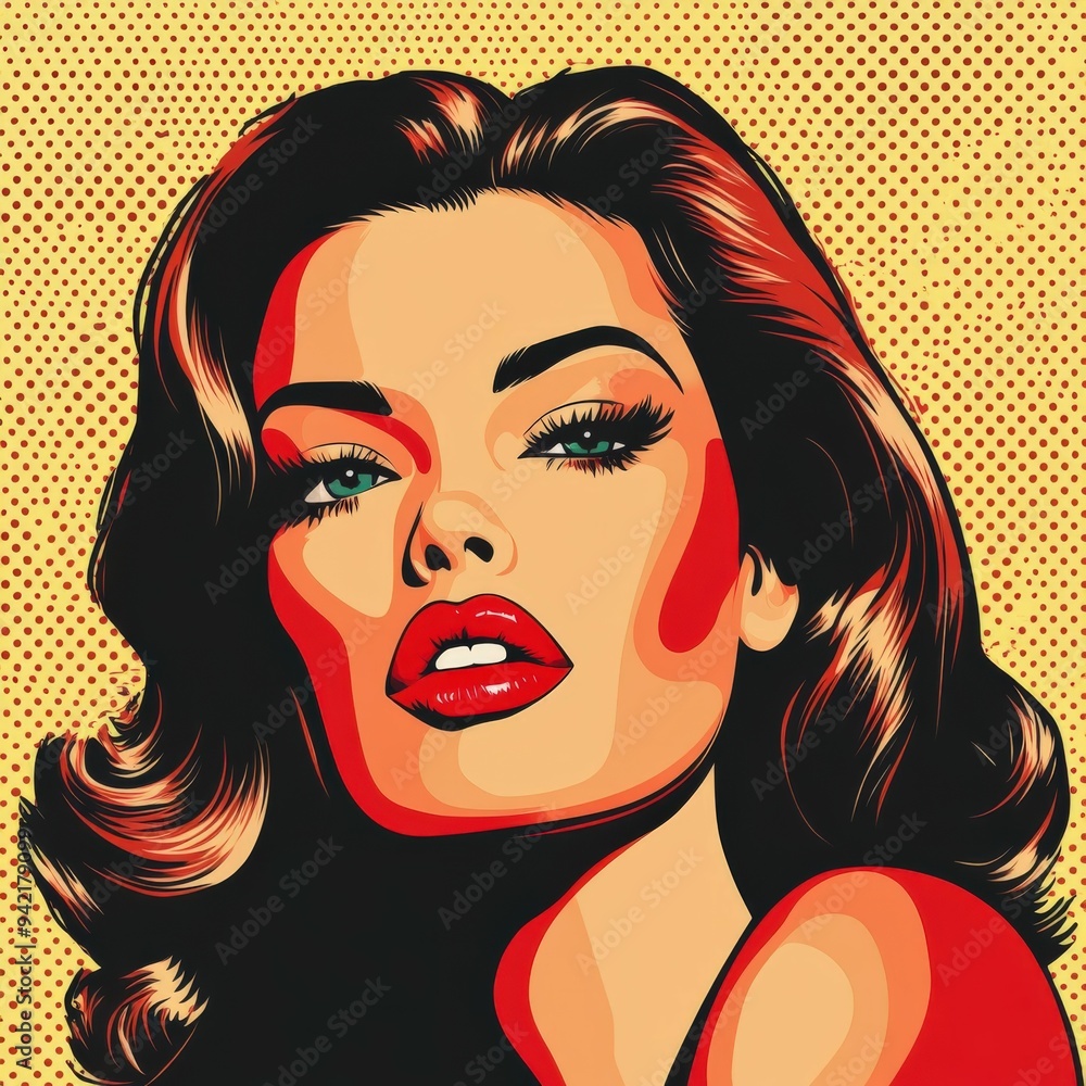 Bold pop art portrait of a glamorous woman with vibrant colors Bold pop art portrait of a glamorous woman with vibrant colors