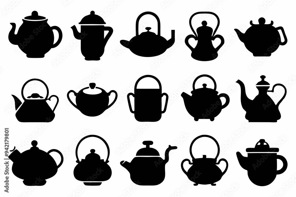 Kettle teapot silhouette set, coffee cup silhouette vector set
Kettle teapot silhouette set, coffee cup silhouette vector set