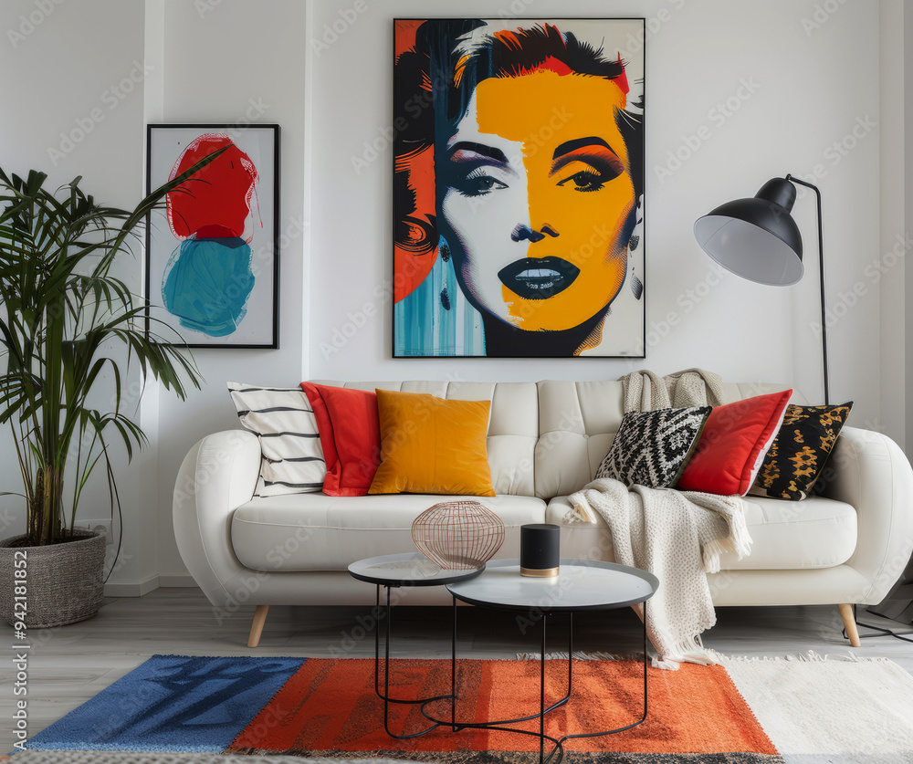 Εκτύπωση καμβά Beautiful, colorful interior design of a modern living room