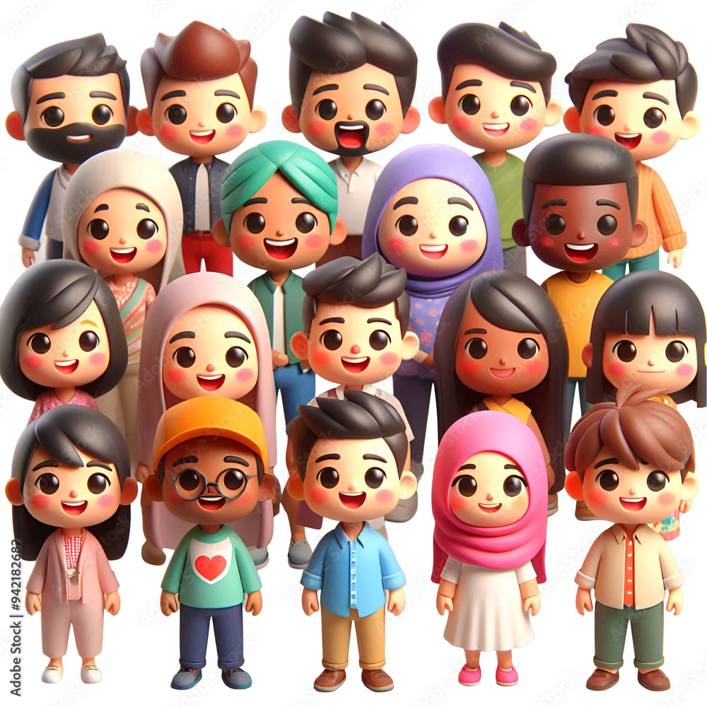3D Cute Cartoon People Group 3D Cute Cartoon People Group