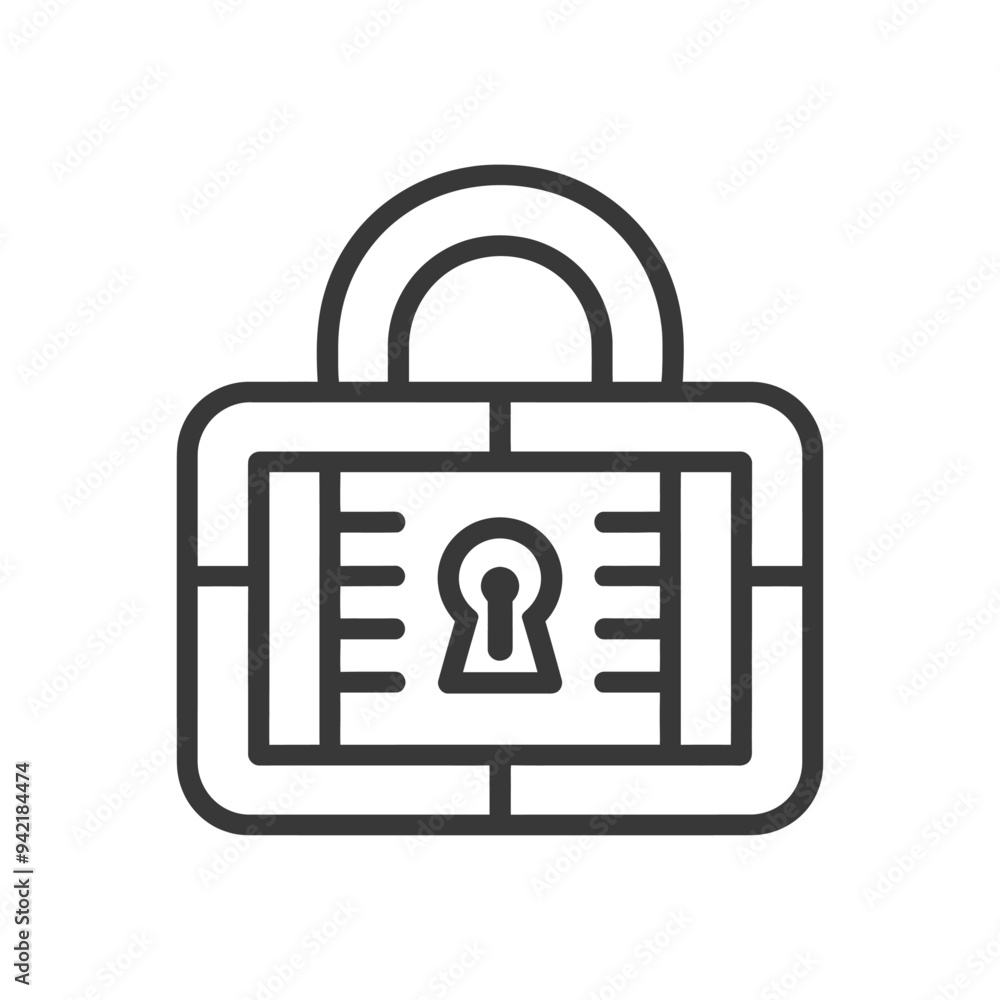 Line Art Illustration of a Padlock with a Keyhole Line Art Illustration of a Padlock with a Keyhole