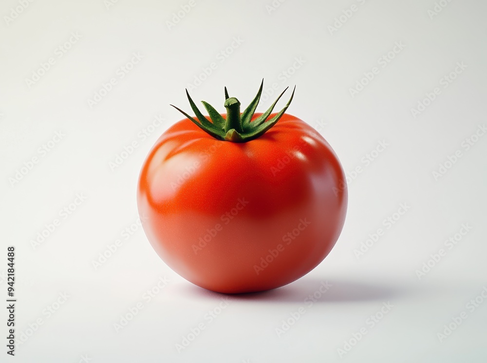 One tomato, against a pure white background One tomato, against a pure white background