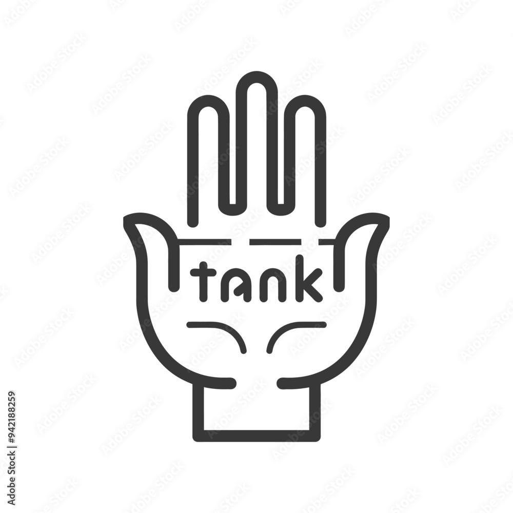 Fototapeta premium Hand with fingers extended holding the word thank