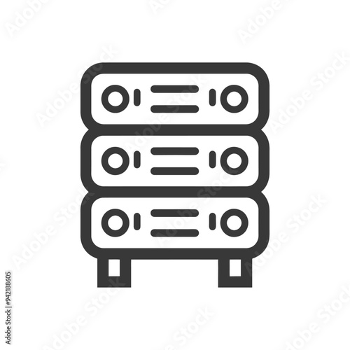 Icon of a server with three compartments standing on four legs