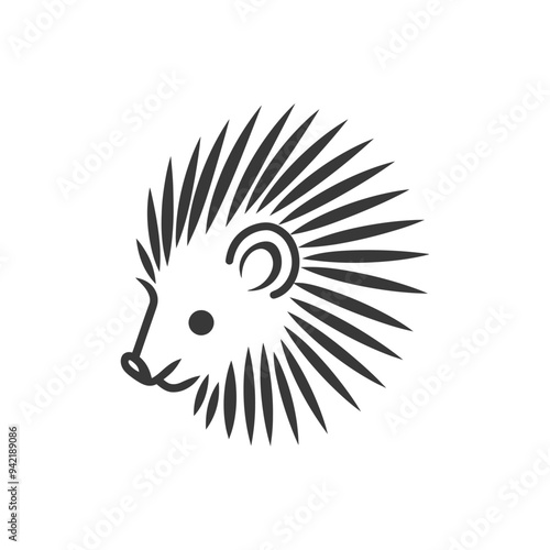 Line art illustration of a hedgehogs head