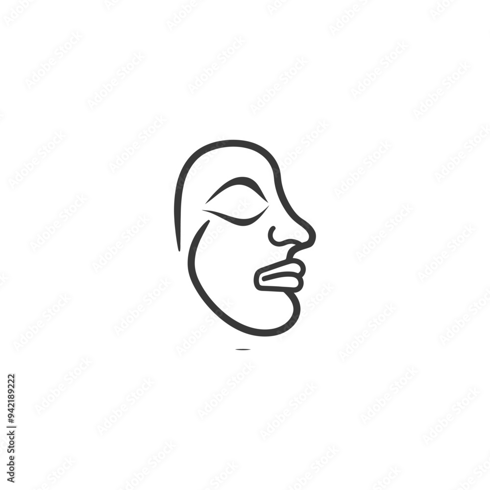 Line Art Illustration of a Human Face in Profile Line Art Illustration of a Human Face in Profile