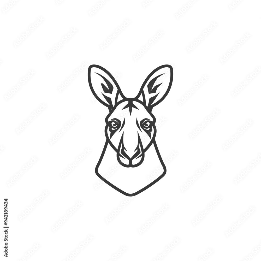 Line Art Illustration of a Kangaroos Head Line Art Illustration of a Kangaroos Head