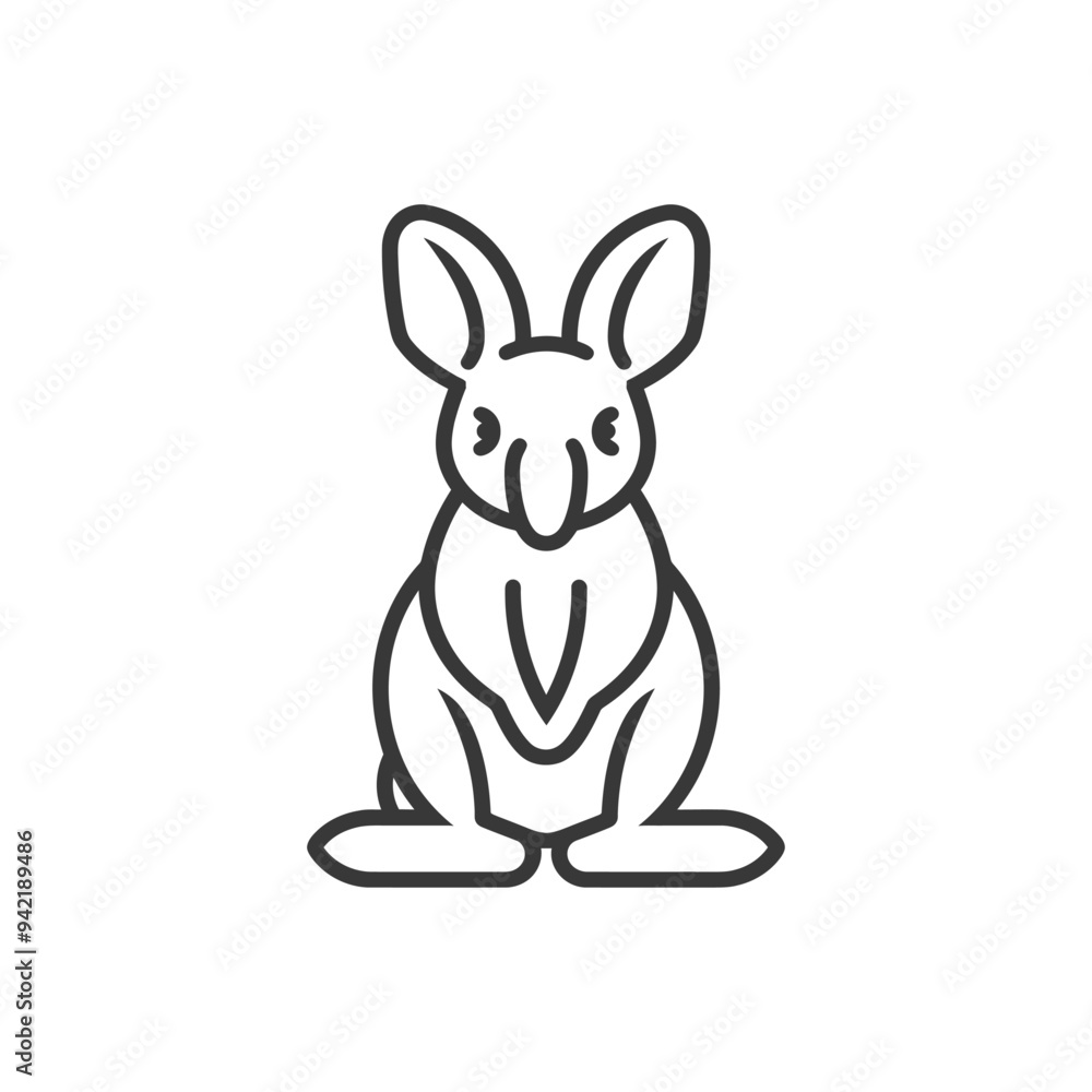 Obraz premium Line art illustration of a kangaroo sitting upright