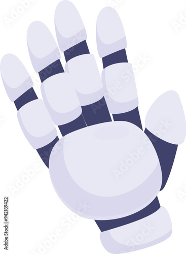 White robot hand with blue joints is giving a high five