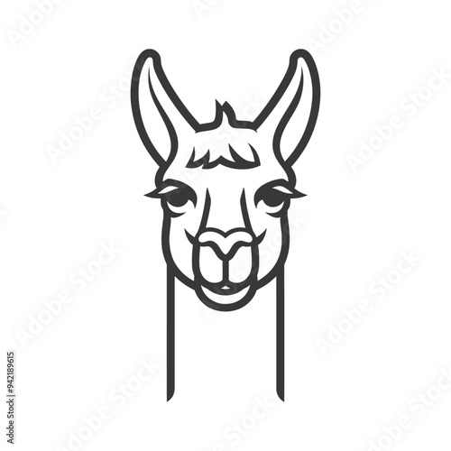 Line Art Illustration of a Llamas Head