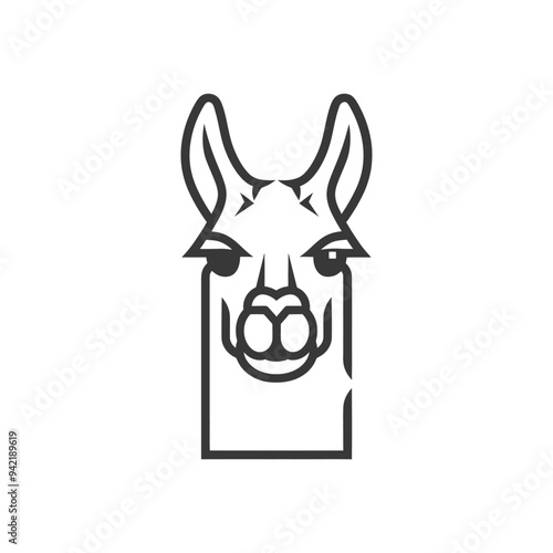 Line art illustration of a llamas head
