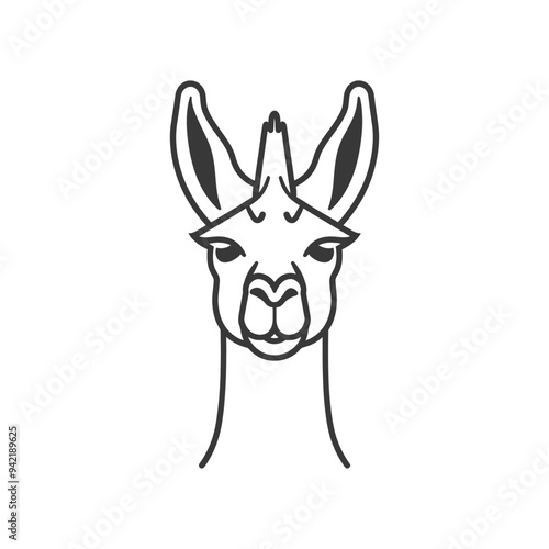 Line art illustration of a llamas head