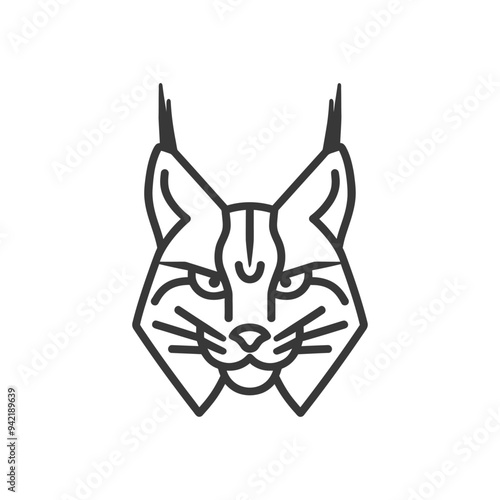 Line art illustration of a lynxs face