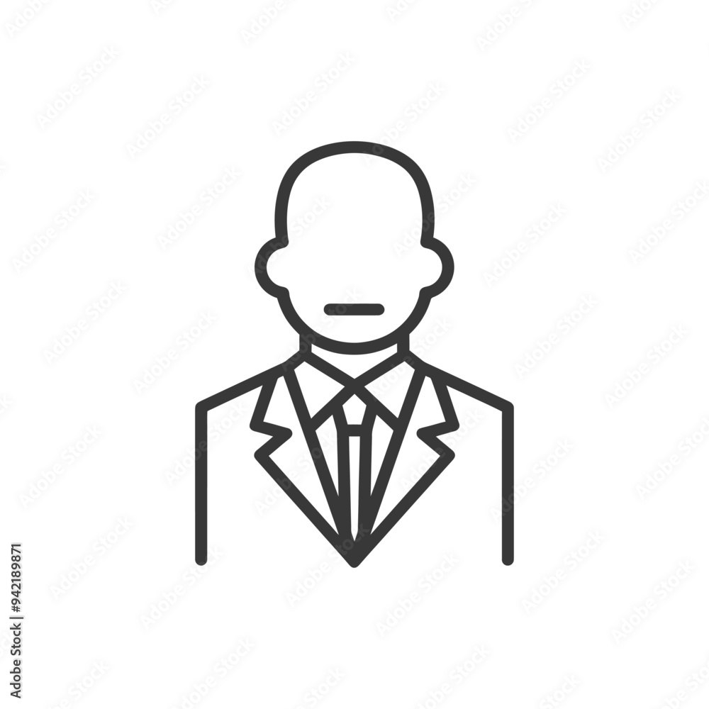 Line Art Illustration of a Man in a Suit and Tie