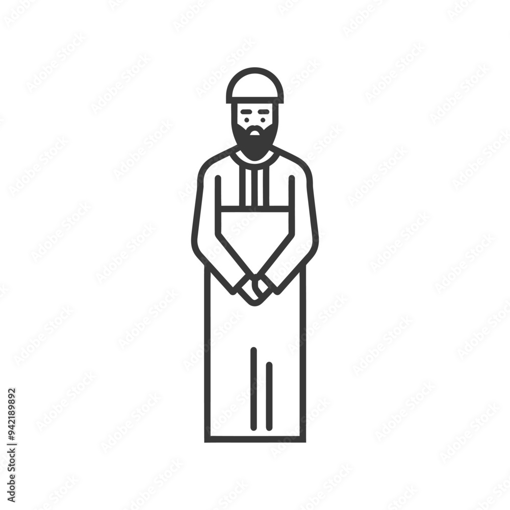 Line Art Illustration of a Man in Traditional Islamic Clothing Line Art Illustration of a Man in Traditional Islamic Clothing