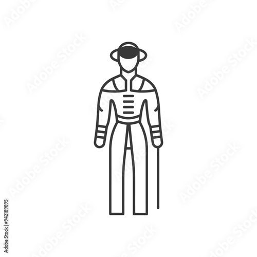 Line Art Illustration of a Man in a Uniform