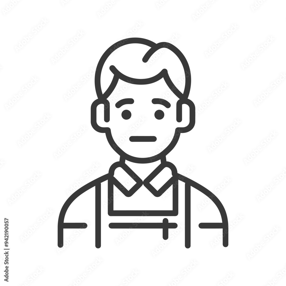 Line Art Illustration of a Man Wearing an Apron Line Art Illustration of a Man Wearing an Apron