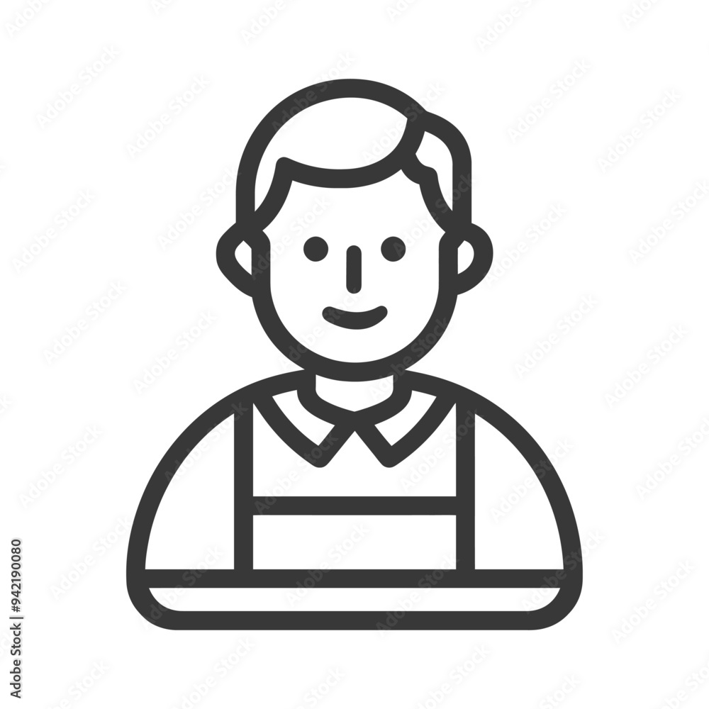 Line art illustration of a man wearing a collared shirt Line art illustration of a man wearing a collared shirt