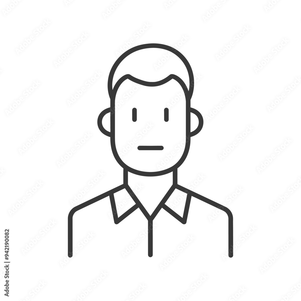 Line Art Illustration of a Man Wearing a Collared Shirt Line Art Illustration of a Man Wearing a Collared Shirt