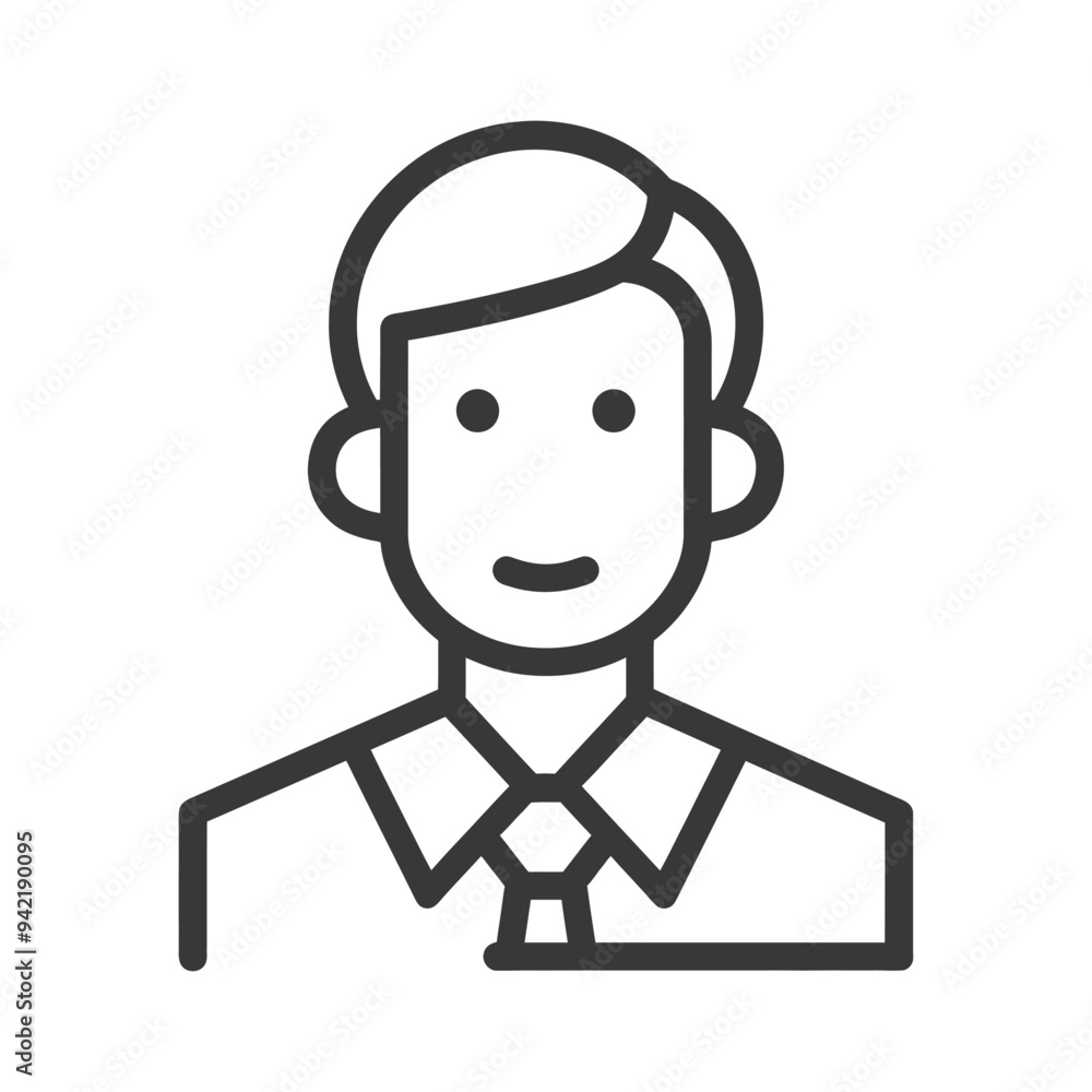 Line Art Illustration of a Man Wearing a Tie Line Art Illustration of a Man Wearing a Tie
