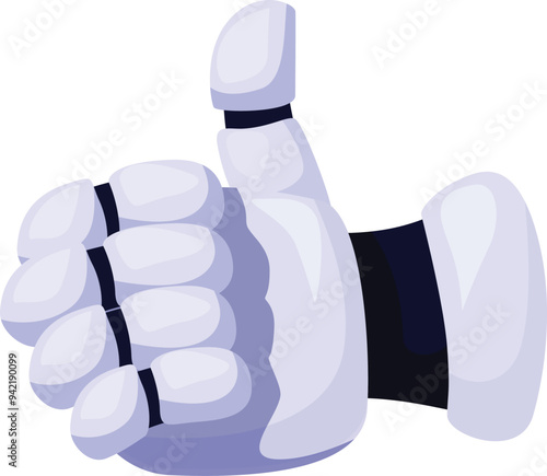 Cartoon robot hand is giving a thumbs up gesture, symbolizing approval, agreement, or positivity