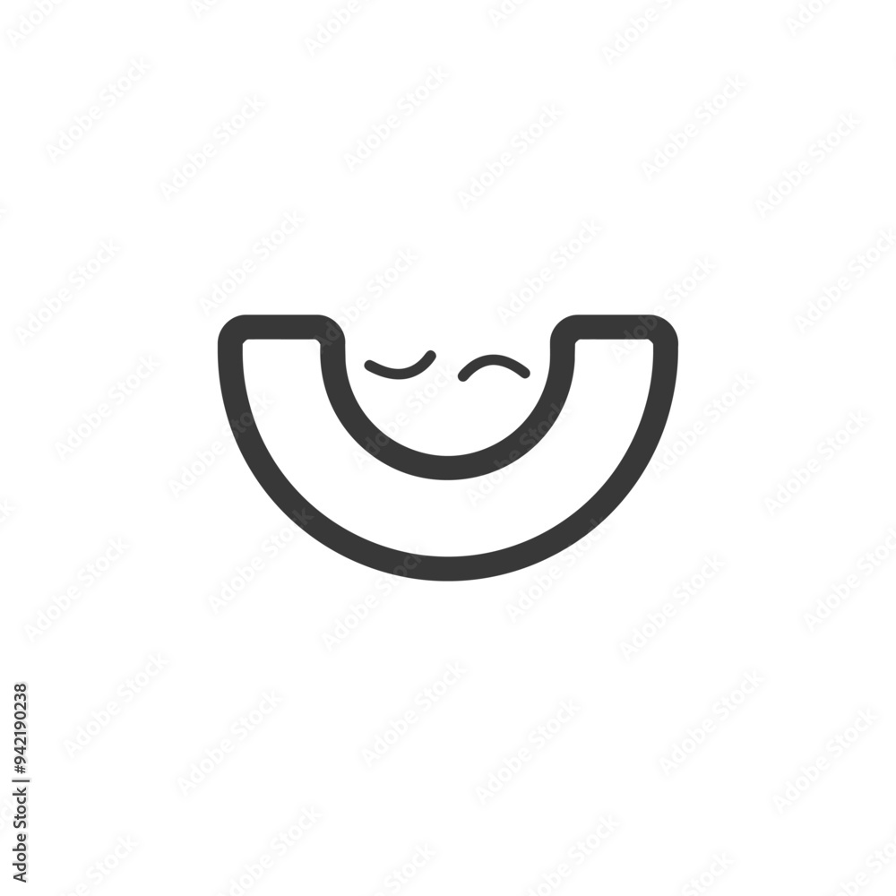 Line Art Illustration of a Melon Slice Line Art Illustration of a Melon Slice