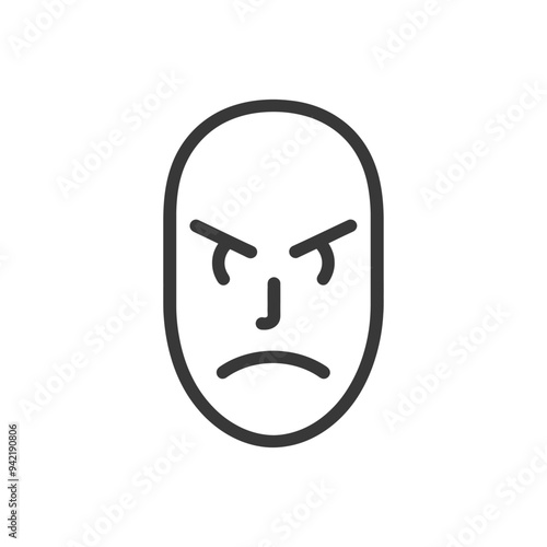 Line Art Illustration of an Angry Face