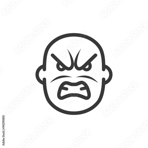 Line Art Illustration of an Angry Face