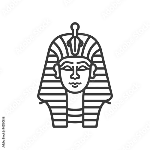 Line Art Illustration of an Ancient Egyptian Pharaohs Head