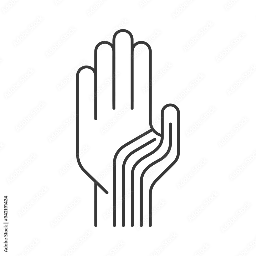 Line Art Illustration of an Open Hand with Three Fingers Line Art Illustration of an Open Hand with Three Fingers