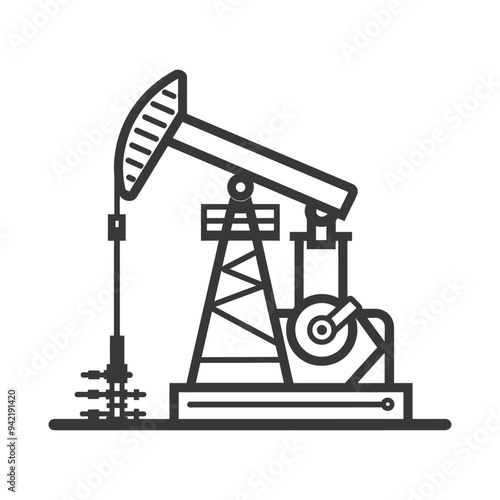 Line Art Illustration of an Oil Derrick