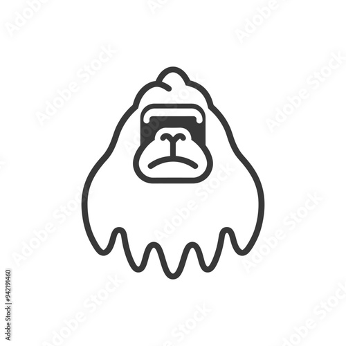 Line art illustration of an orangutans face