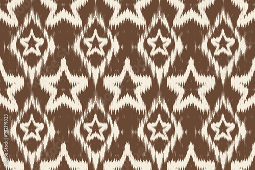 Ethnic Seamless Pattern Ikat geometric star shape. Tribal ethnic texture. seamless striped pattern in Aztec style.Indian, Gypsy, and African rug. Bohemian.