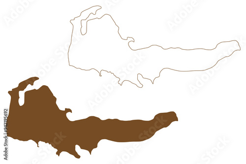 Anzersky island (Russia, Russian Federation, White Sea) map vector illustration, scribble sketch Ostrov Anzersky map