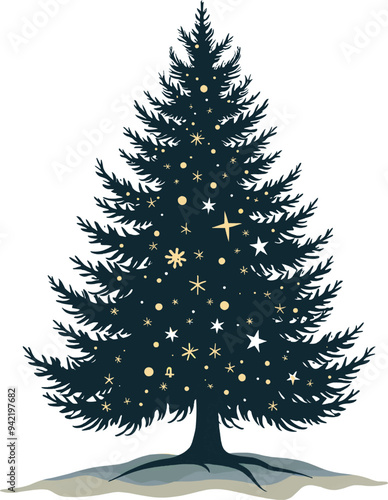 Christmas tree silhouette vector illustration