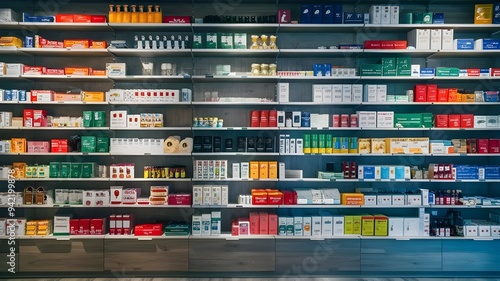 étagères de la pharmacie 
