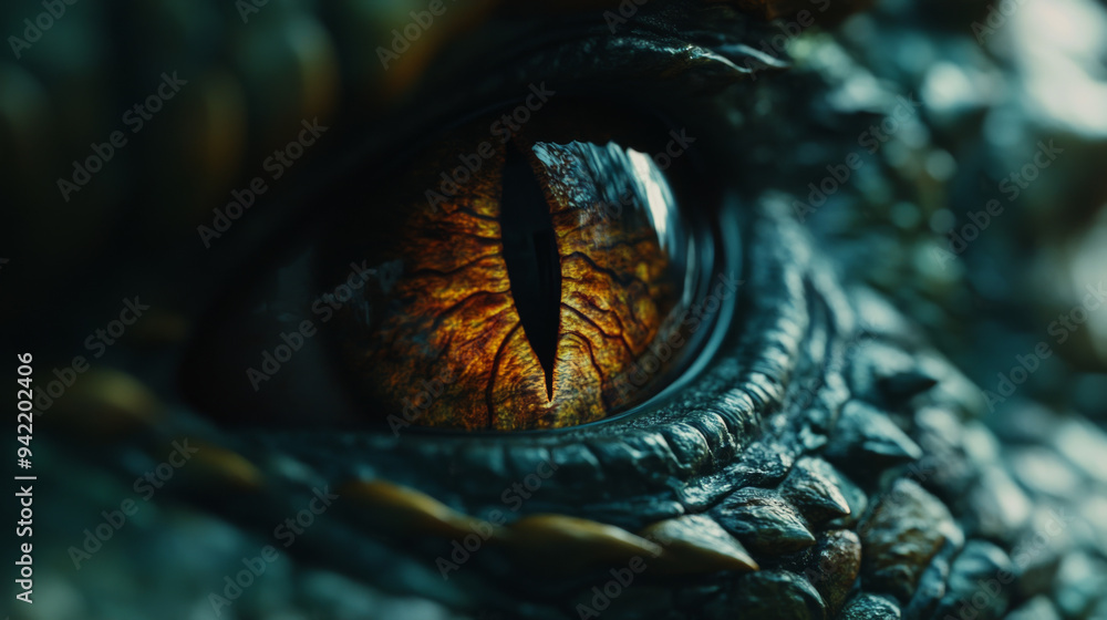 A close up of a dragon's eye with a dark brown iris A close up of a dragon's eye with a dark brown iris