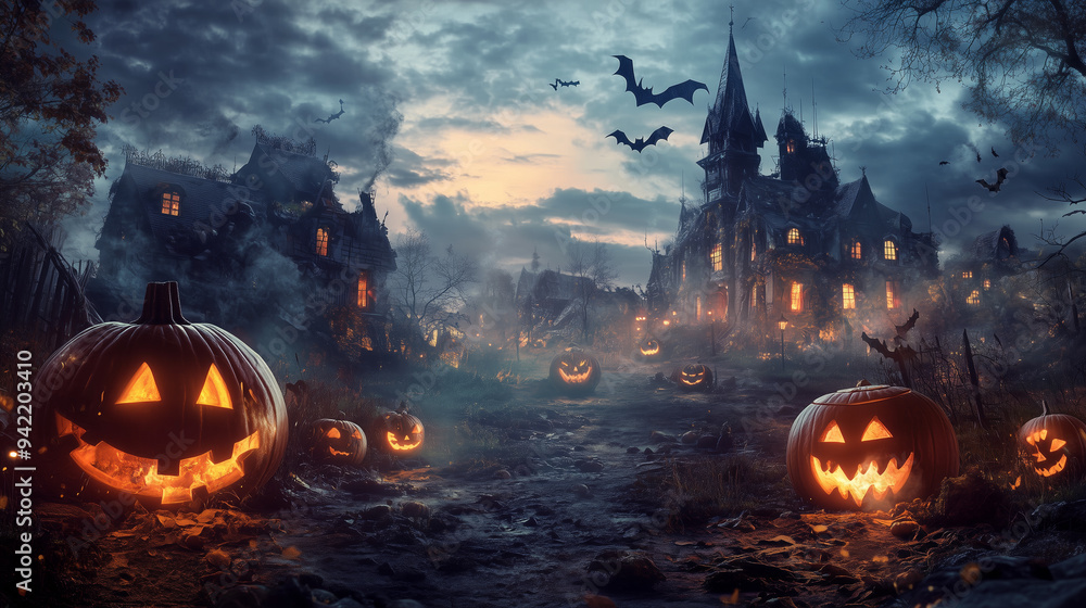 Haunted Village with Jack-O'-Lanterns Haunted Village with Jack-O'-Lanterns