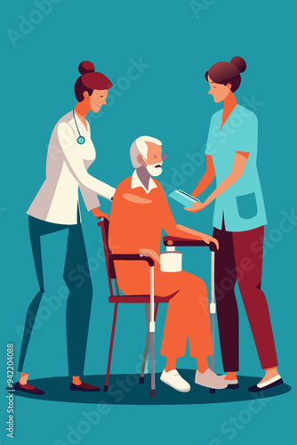 grandfather and grandson isolated on blue background. PNG Transparent file type with high definition quality And vibrant color grading Available.