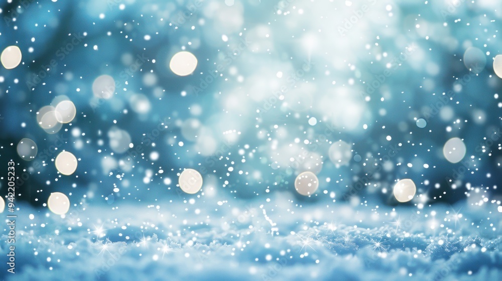 Winter Wonderland with Falling Snow and Blurred Lights Winter Wonderland with Falling Snow and Blurred Lights