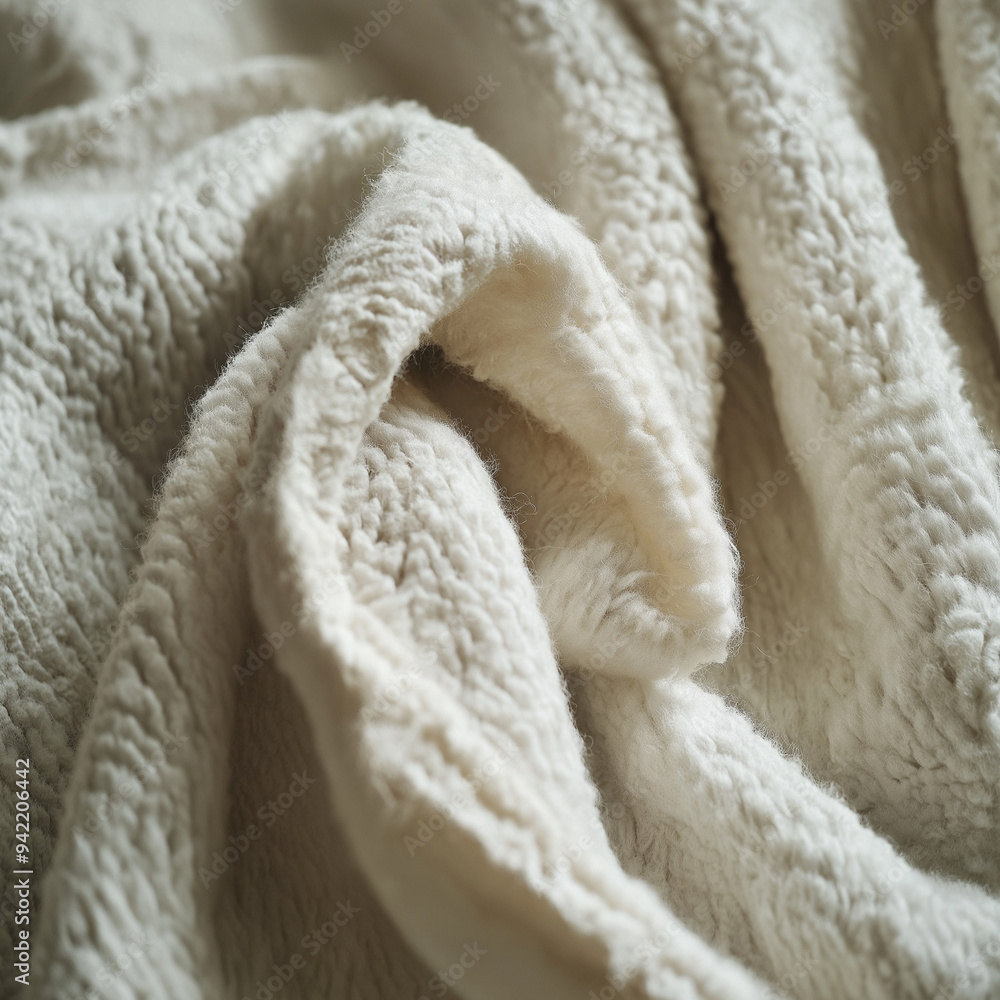 close-up of white textured blanket close-up of white textured blanket