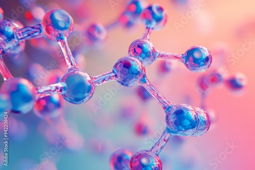 A visual representation of an amino acids structure uses minimalist lines and vibrant colors, effectively placed in a scientific context to highlight molecular biologys intricacies and significance