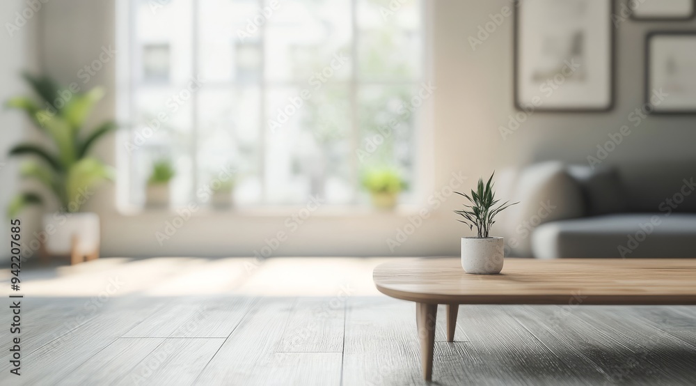 A serene Scandinavian design features a cozy couch, rustic wooden table, and inviting greenery, creating a warm, welcoming space ideal for relaxation, simplicity, and comfort in everyday living A serene Scandinavian design features a cozy couch, rustic wooden table, and inviting greenery, creating a warm, welcoming space ideal for relaxation, simplicity, and comfort in everyday living