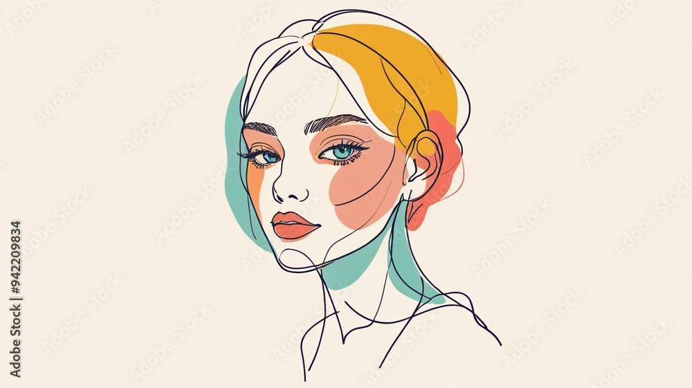 abstract line art portrait of a woman. feelings and moods of a woman. banner, poster design. ai generative. abstract line art portrait of a woman. feelings and moods of a woman. banner, poster design. ai generative.