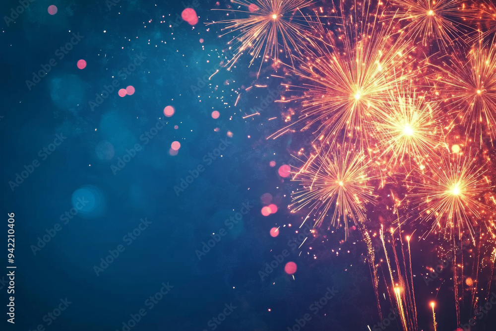 Obraz premium A fireworks display with a blue background