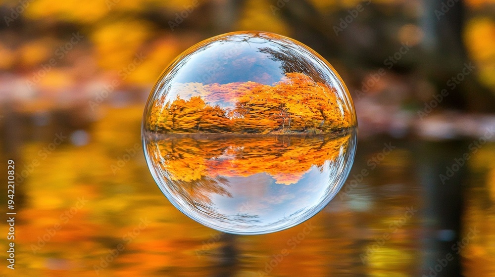 Reflection of tree in egg-shaped body of water with reflections of trees in the body of water Reflection of tree in egg-shaped body of water with reflections of trees in the body of water